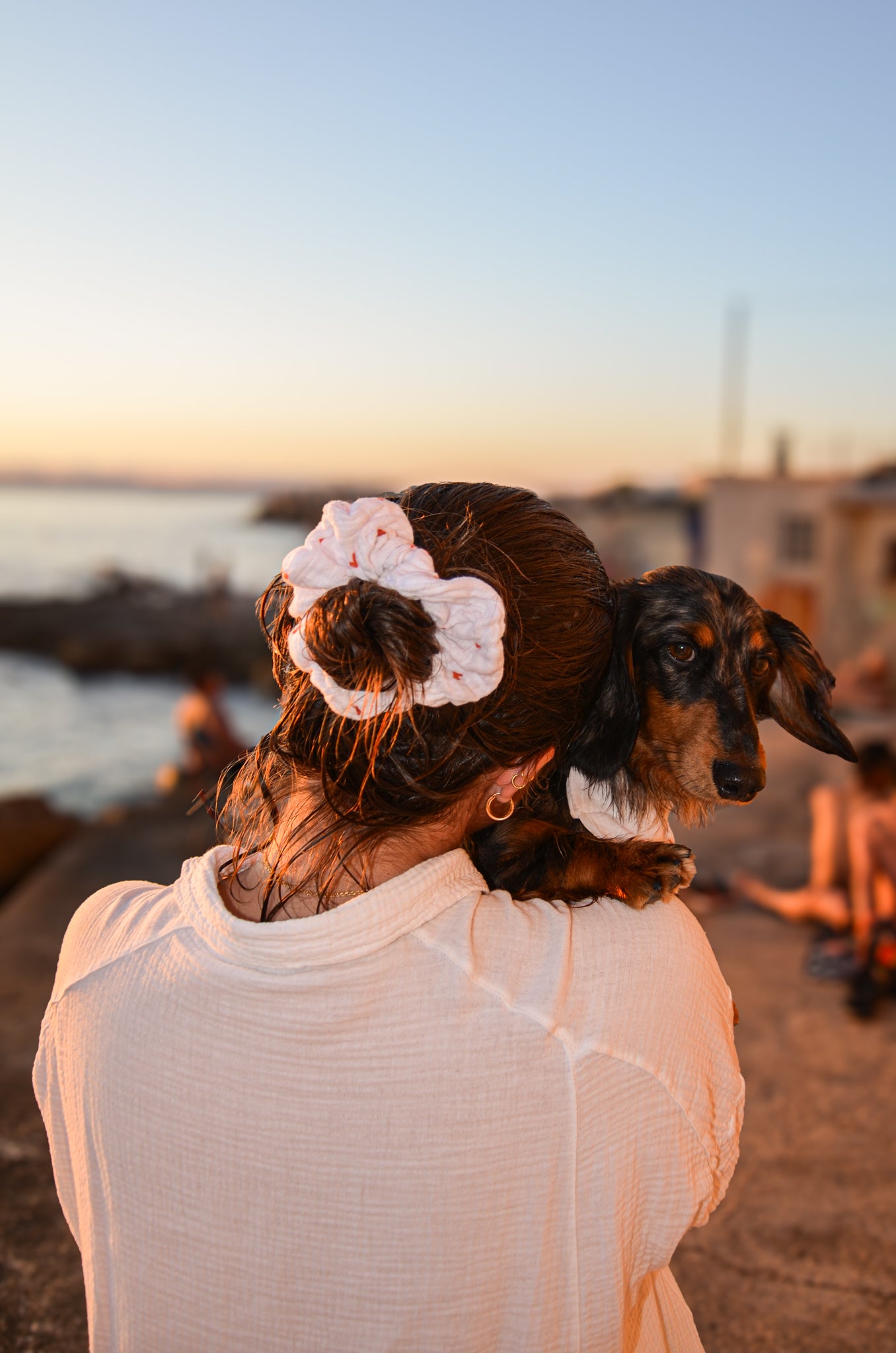Un duo matchy chouchou & bandana motif coeur, pour un teckel stylé assortie à sa dogmom