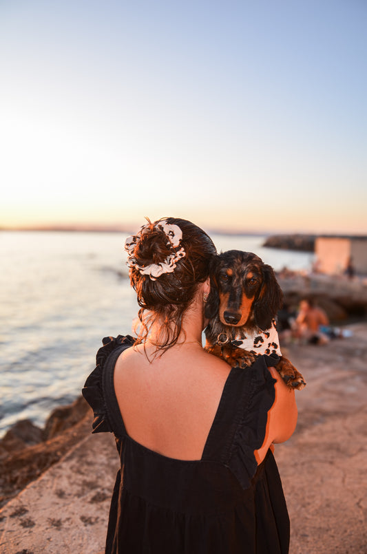 Chouchou et bandana leopard, pour la dogmom et son teckel.
